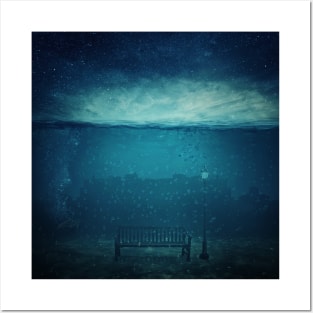 blue city underwater Posters and Art